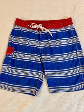 Sperry Top-Sider Blue and Red Striped Swim Board Shorts